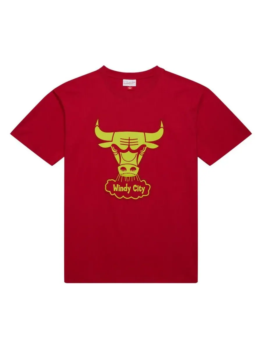 Mitchell & Ness Мужская красная футболка Chicago Bulls Hardwood Classics Neon Nights Premium — изображение 3 из 3, красный