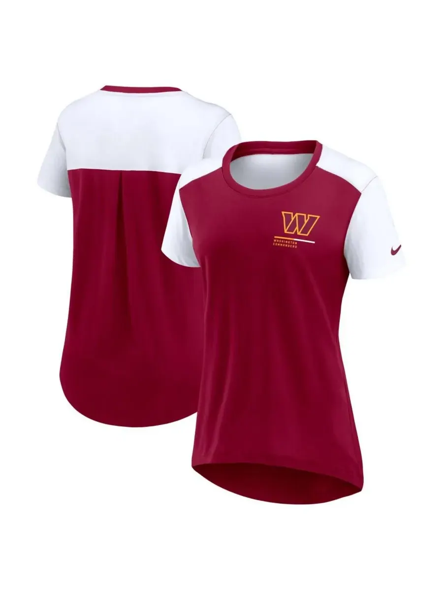 Nike Женская бордовая футболка Washington Commanders Performance Fashion — изображение 1 из 3, бордовый