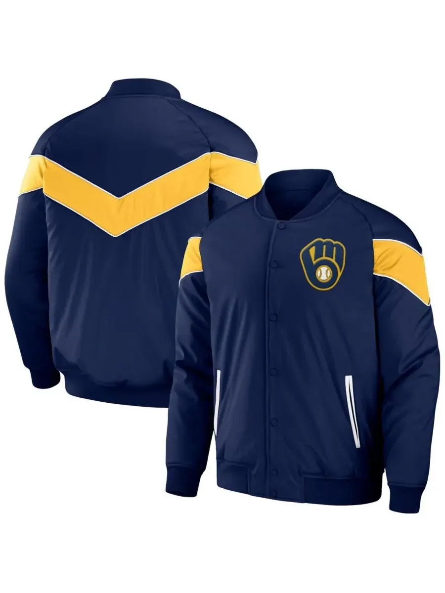 Fanatics Мужская куртка Darius Rucker Collection от Navy Milwaukee Brewers Baseball Raglan — изображение 1 из 3, темно-синий