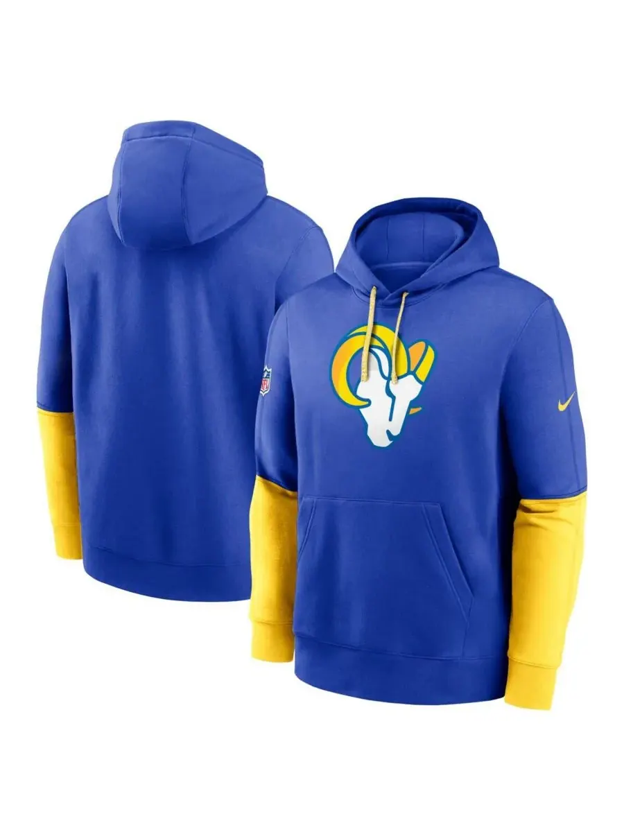 Мужская толстовка с капюшоном Royal Los Angeles Rams 2024 Sideline Club Nike — изображение 1 из 3, золотистый