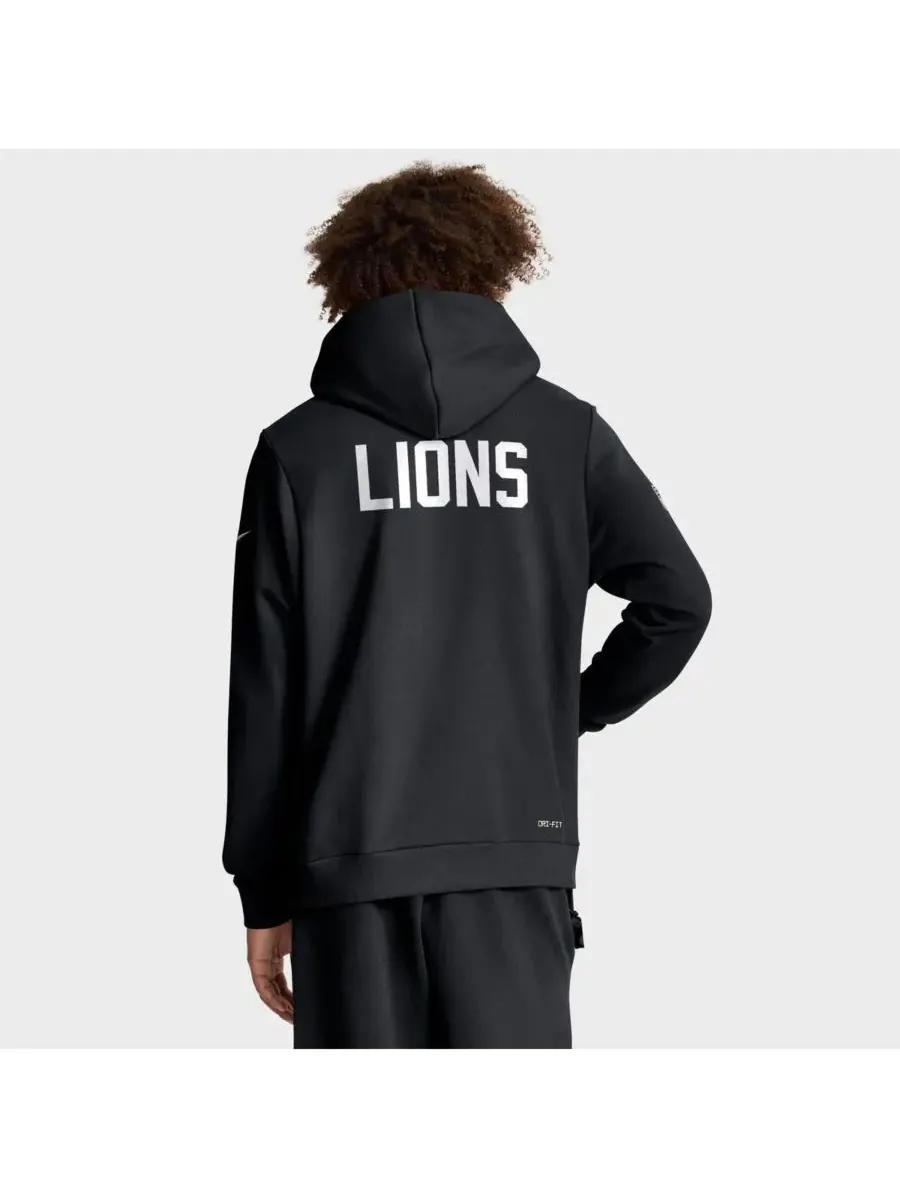 Nike Мужская черная толстовка с капюшоном Detroit Lions Sideline Offensive Set Play Performance — изображение 2 из 5, черный