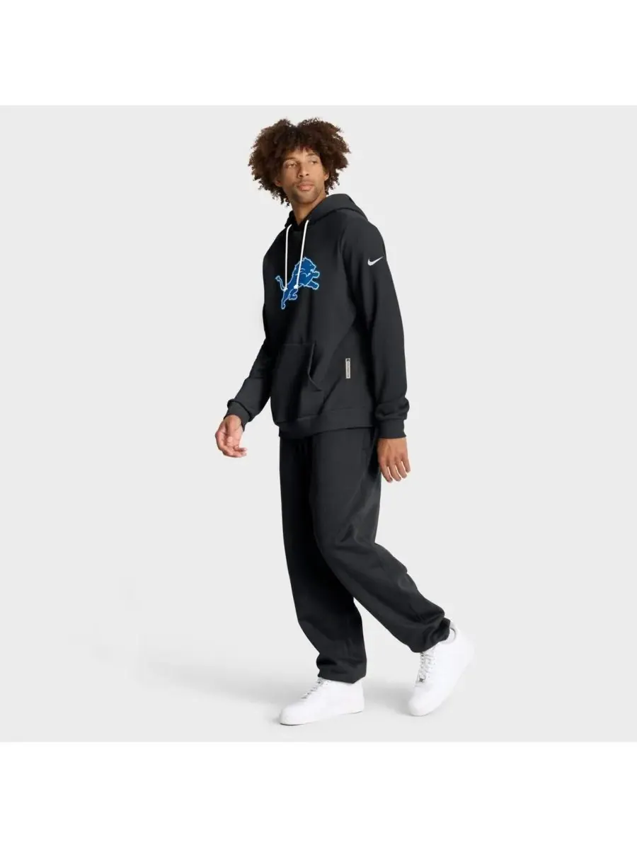 Nike Мужская черная толстовка с капюшоном Detroit Lions Sideline Offensive Set Play Performance — изображение 3 из 5, черный