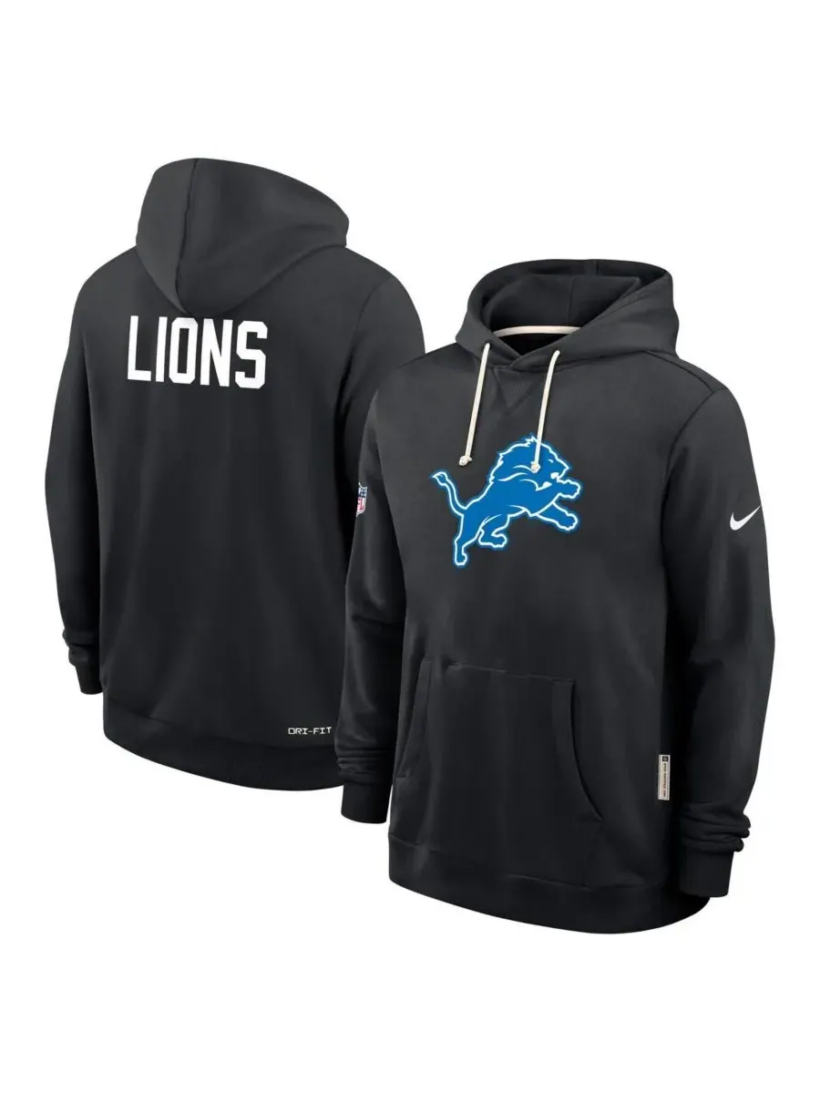 Nike Мужская черная толстовка с капюшоном Detroit Lions Sideline Offensive Set Play Performance — изображение 4 из 5, черный