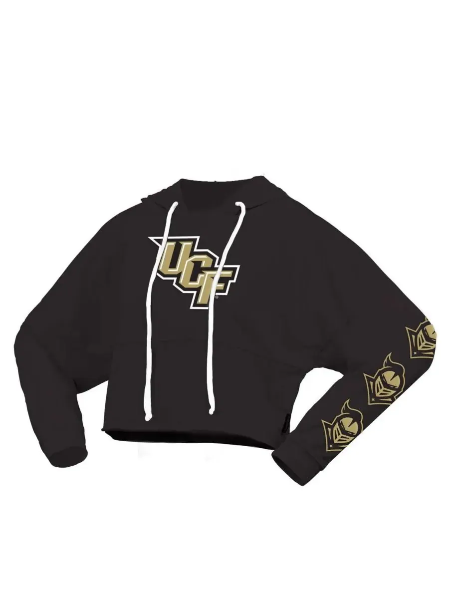 Spirit Jersey Женская черная укороченная толстовка с капюшоном UCF Knights оверсайз — изображение 2 из 3, черный