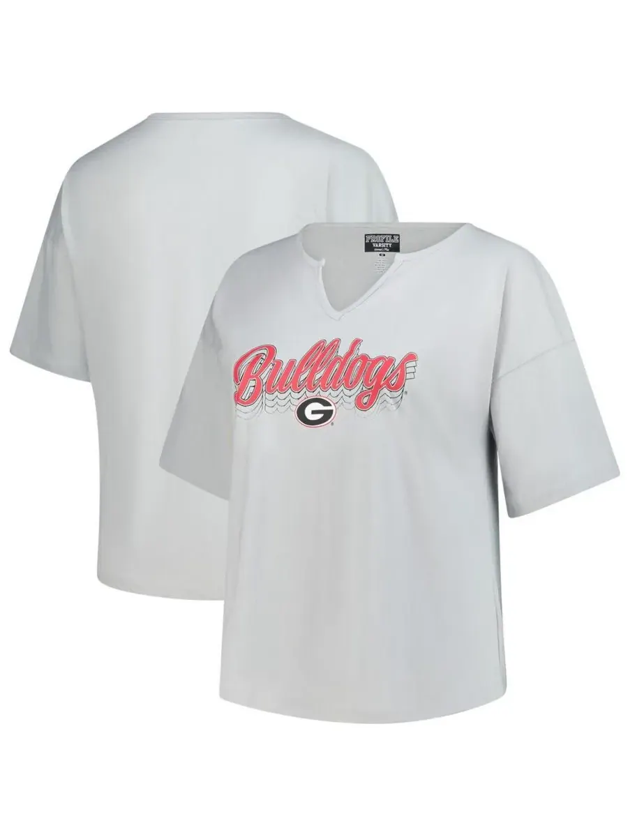 Fanatics Женская серая футболка большого размера Georgia Bulldogs Winning Gear с вырезом на шее — изображение 1 из 3, серый