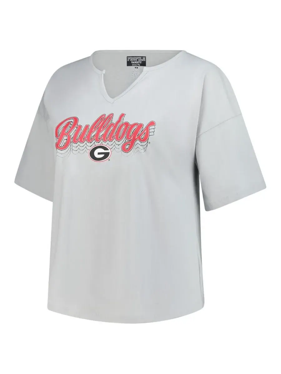 Fanatics Женская серая футболка большого размера Georgia Bulldogs Winning Gear с вырезом на шее — изображение 2 из 3, серый