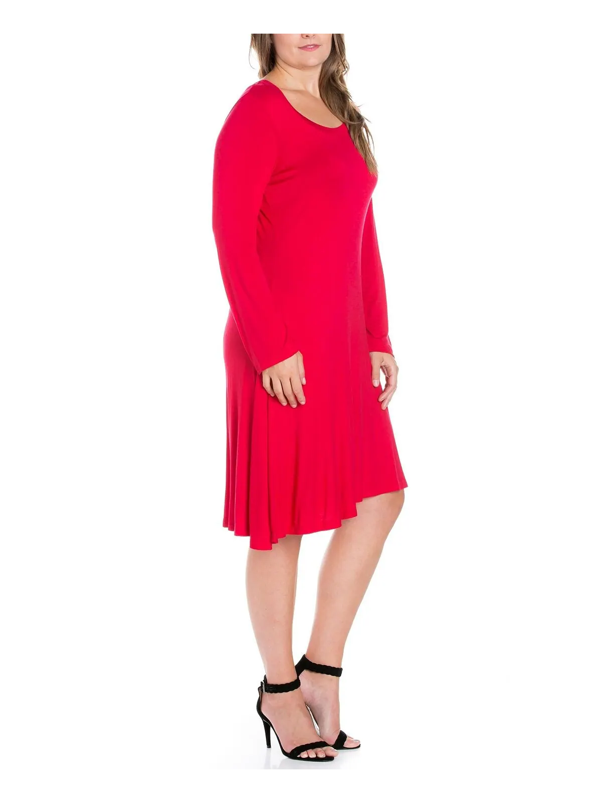 Расклешенное женское платье больших размеров 24seven Comfort Apparel — изображение 2 из 6, красный
