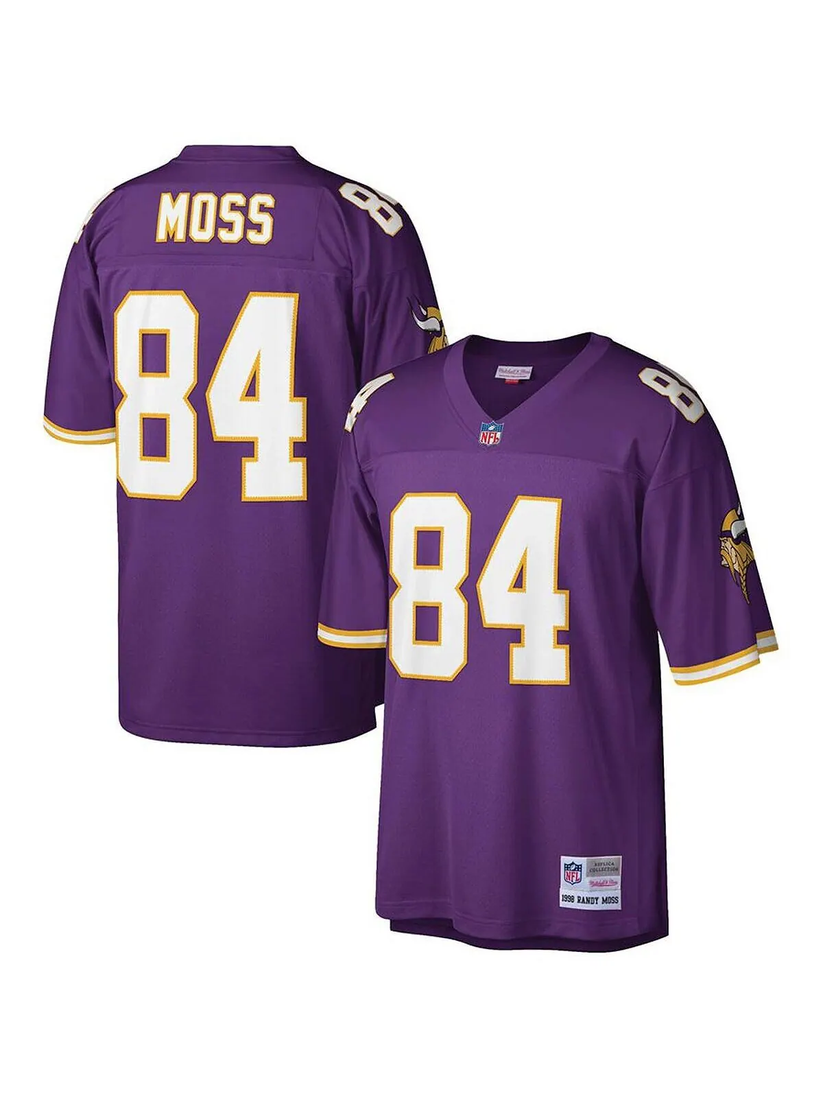 Мужская футболка randy moss purple minnesota vikings big and tall 1998 года, копия игрока на пенсии — изображение 1 из 3