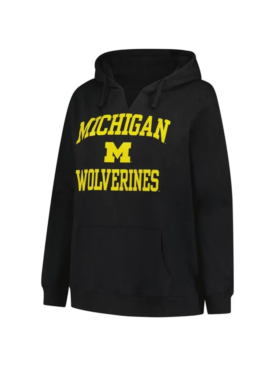 Champion Женская черная толстовка с капюшоном Michigan Wolverines больших размеров с вырезом в — изображение 3 из 3, черный