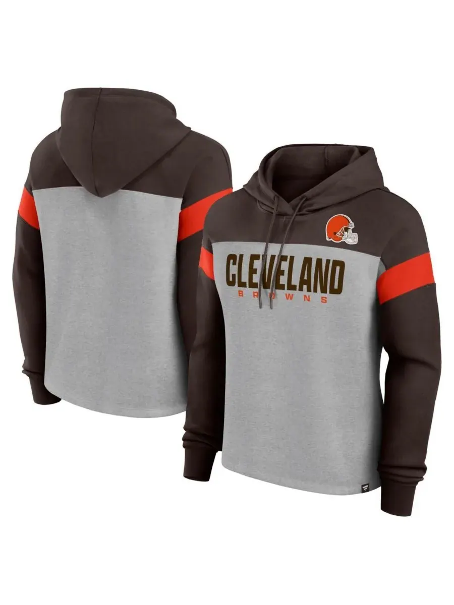 Fanatics Женская толстовка с капюшоном Cleveland Browns Bold Play Call серо-коричневого цвета — изображение 1 из 3