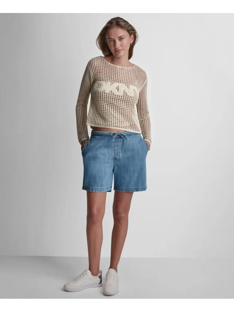 Женские свободные шорты средней посадки, надеваемые без застежек DKNY Jeans, Paladino — изображение 2 из 11