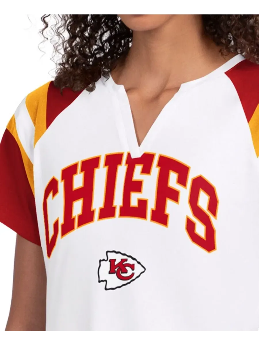 Женская белая футболка Kansas City Chiefs Game On с вырезом на воротнике Starter — изображение 2 из 3, белый красный
