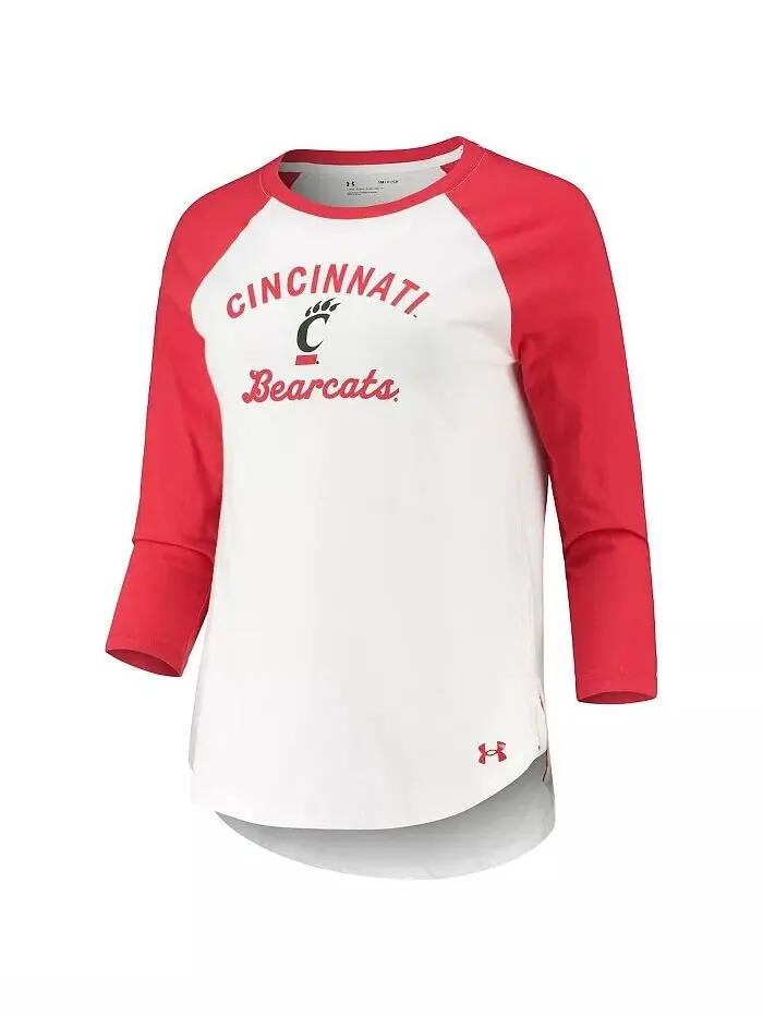 Женская бело-красная футболка Cincinnati Bearcats Baseball реглан с рукавом 3/4 Under Armour — изображение 2 из 3