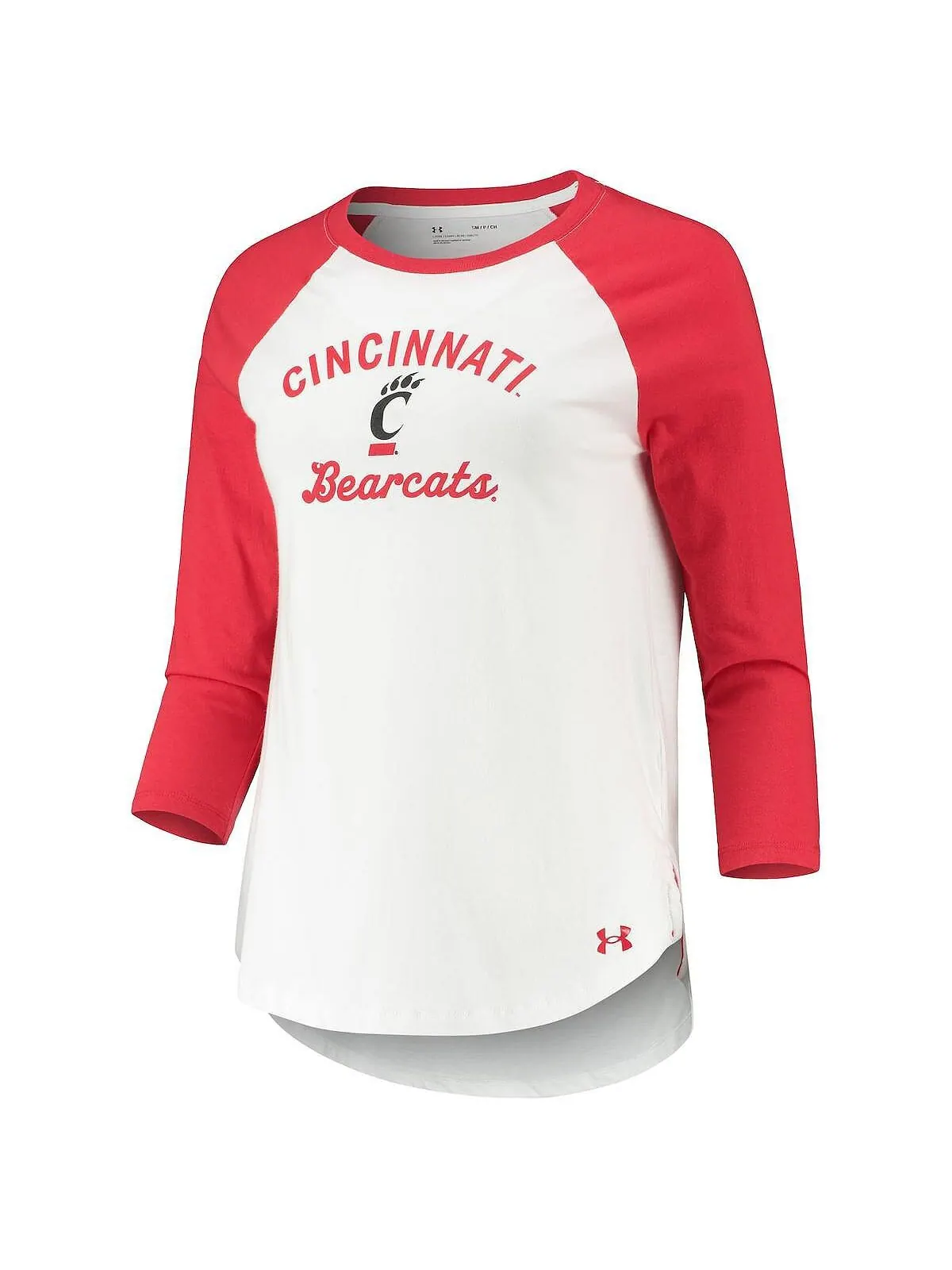 Женская бело-красная футболка Cincinnati Bearcats Baseball реглан с рукавом 3/4 Under Armour — изображение 2 из 3