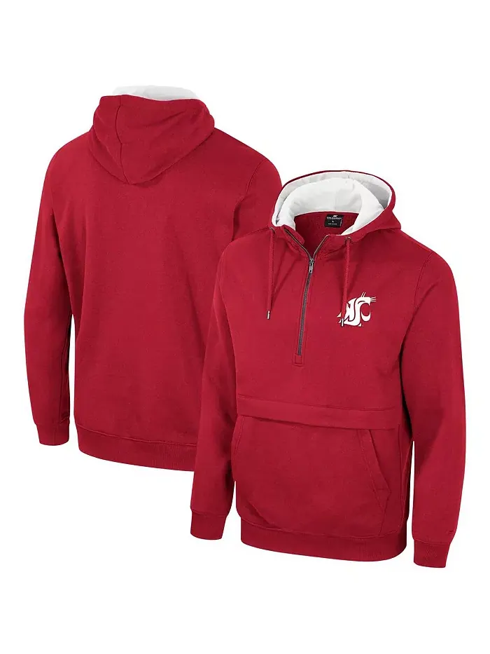 Мужская полузастегивающаяся толстовка Washington State Cougars цвета малиновый Colosseum — изображение 1 из 3