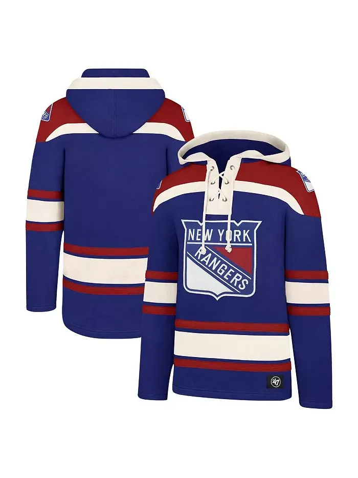 Мужская синяя толстовка с капюшоном New York Rangers Big and Tall Superior Lacer на шнурках '47