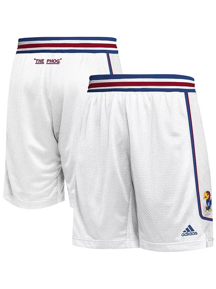 Мужские баскетбольные шорты Kansas Jayhawks Swingman Replica белого цвета adidas — изображение 1 из 3