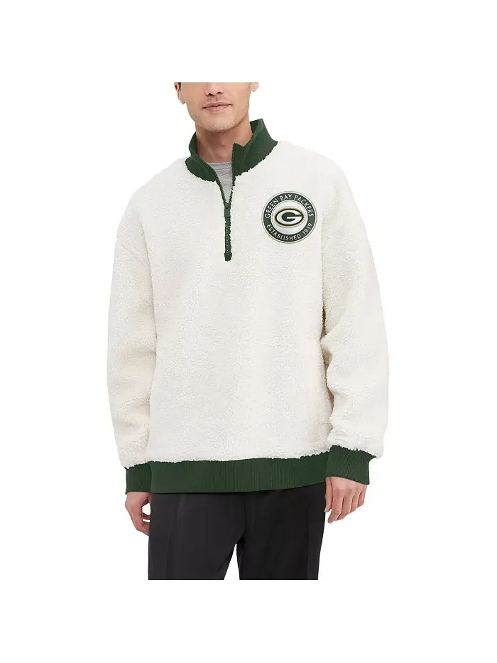 Мужская кремовая толстовка Jordan Sherpa с молнией до середины груди Green Bay Packers Tommy — изображение 1 из 4