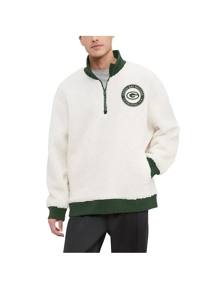 Мужская кремовая толстовка Jordan Sherpa с молнией до середины груди Green Bay Packers Tommy — изображение 3 из 4