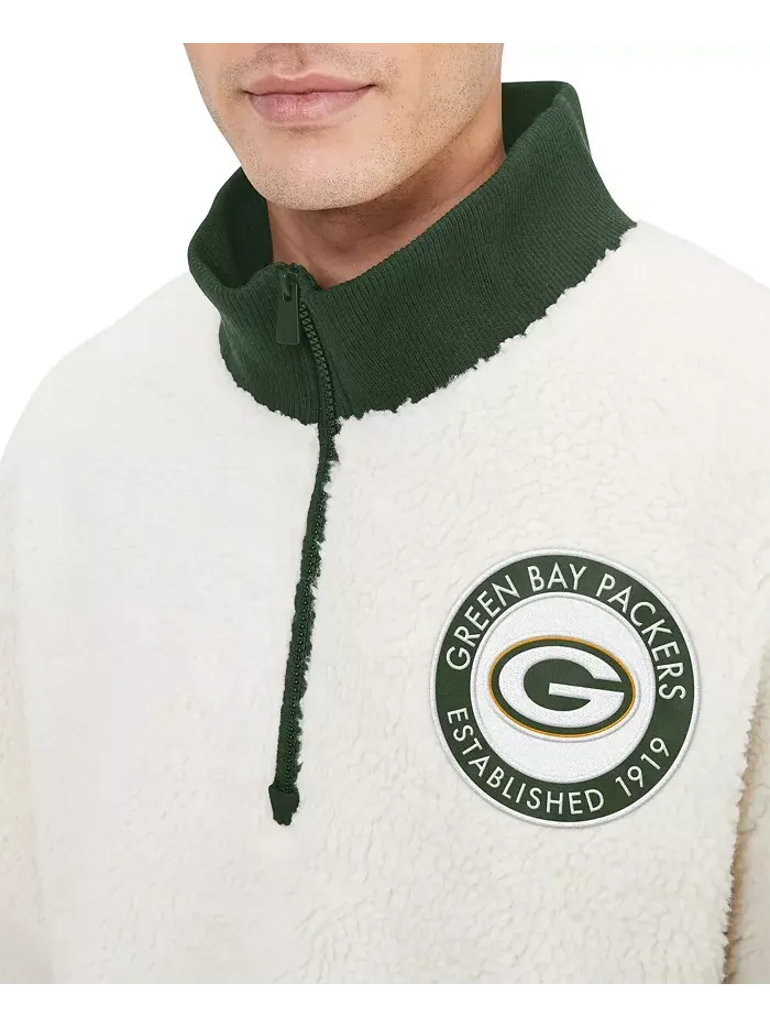 Мужская кремовая толстовка Jordan Sherpa с молнией до середины груди Green Bay Packers Tommy — изображение 4 из 4