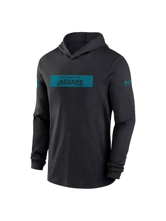 Мужская черная худи Jacksonville Jaguars в стиле сидлайна с длинными рукавами, выполненная из — изображение 3 из 3