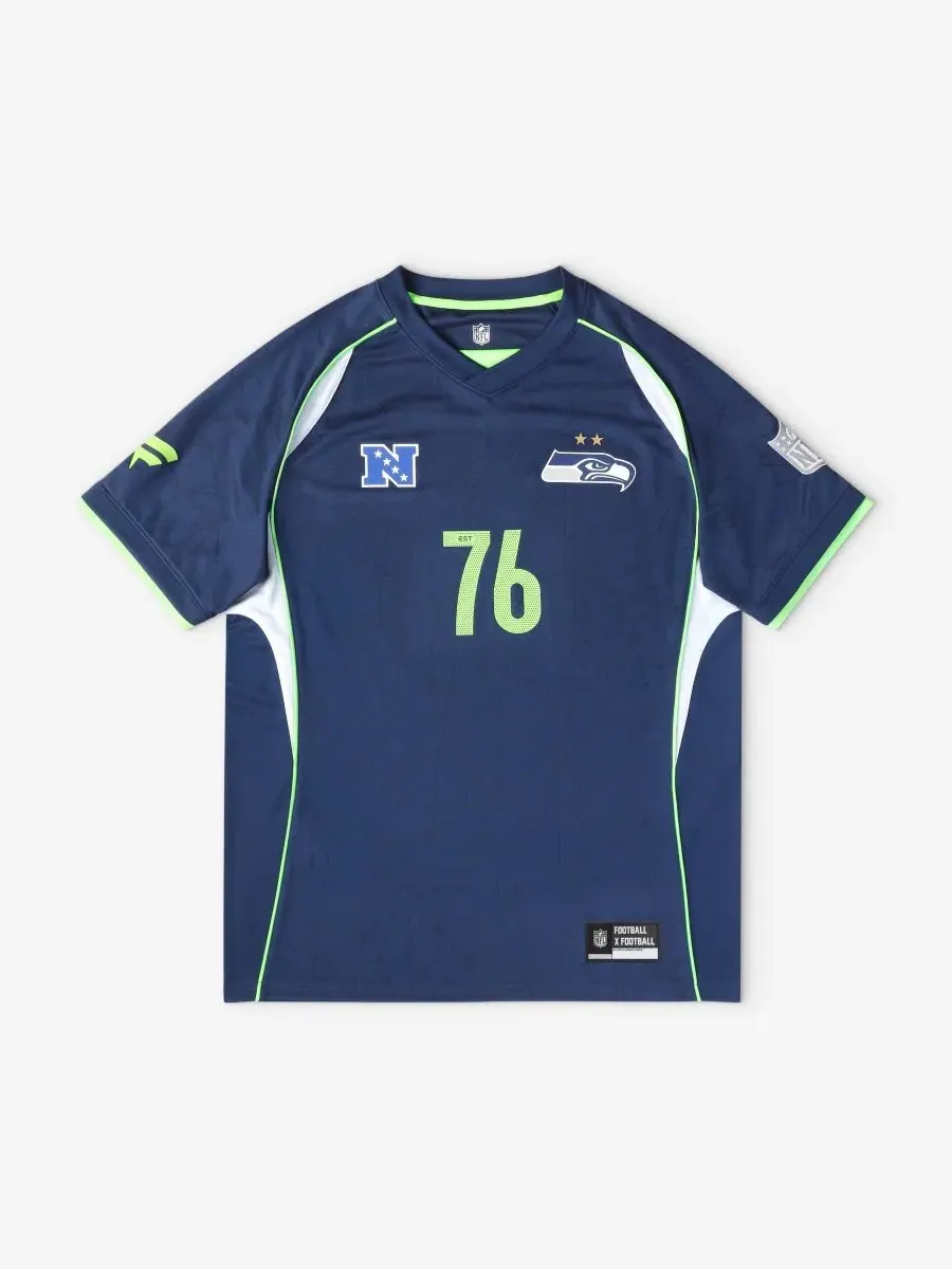Футболка с V-образным вырезом Football x Football с логотипом Seattle Seahawks Fanatics — изображение 1 из 5, темно-синий