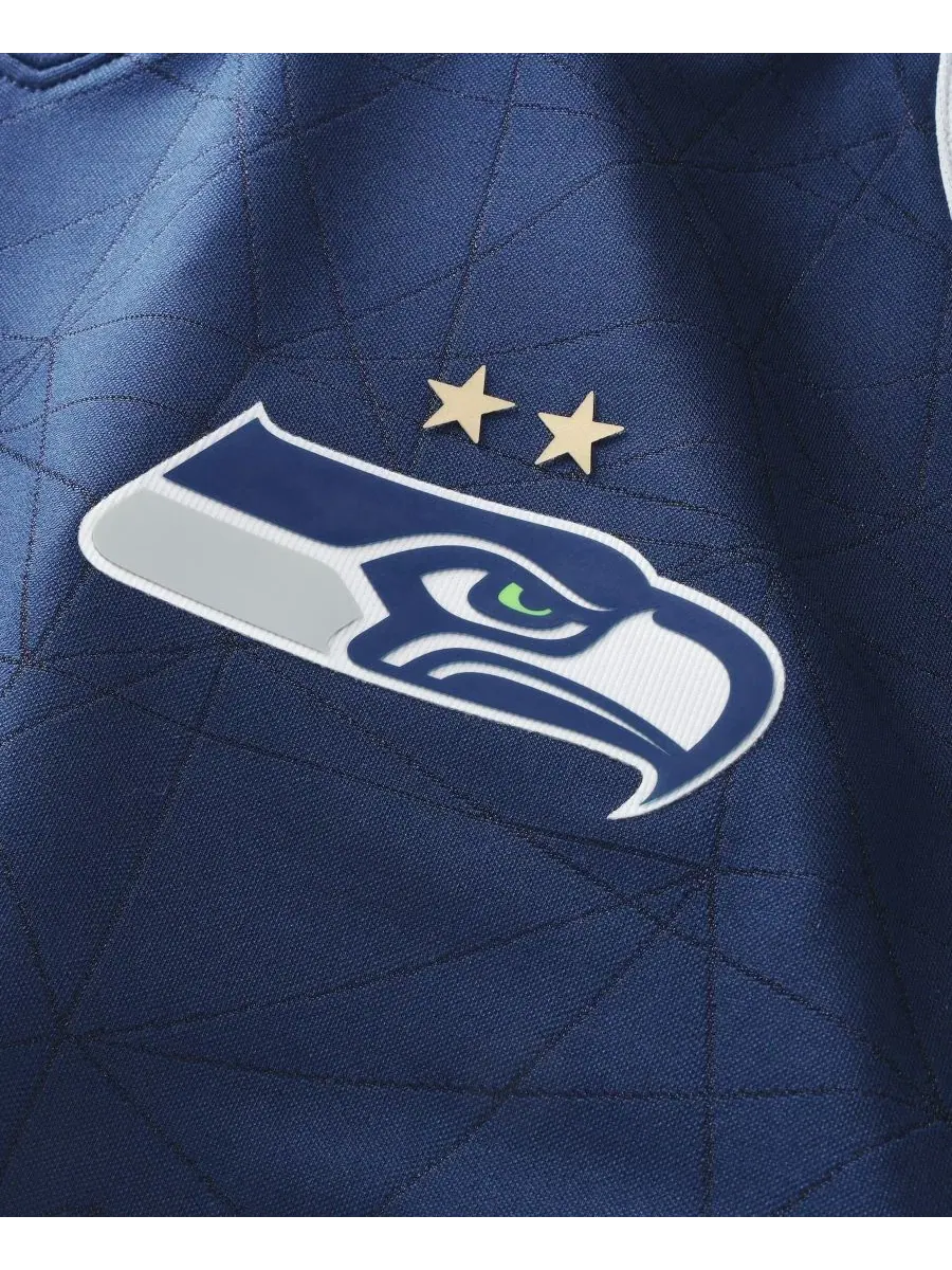 Футболка с V-образным вырезом Football x Football с логотипом Seattle Seahawks Fanatics — изображение 3 из 5, темно-синий