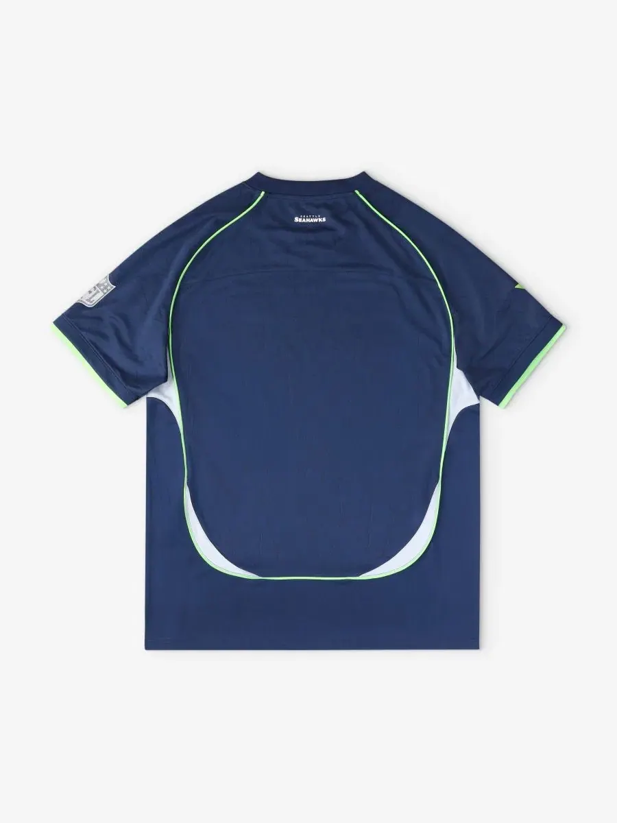 Футболка с V-образным вырезом Football x Football с логотипом Seattle Seahawks Fanatics — изображение 5 из 5, темно-синий