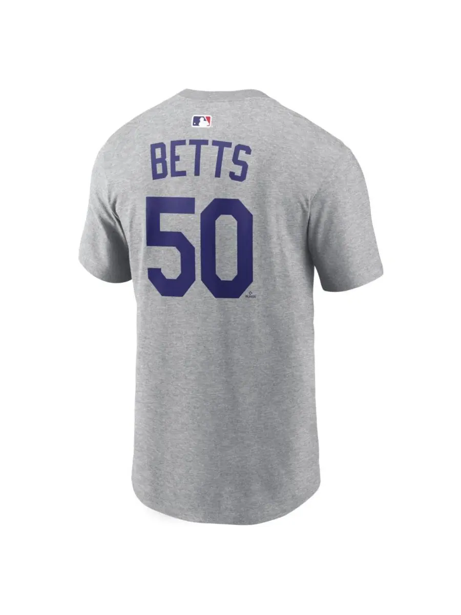Футболка с принтом Mookie Betts Name Number Heather Gray Nike — изображение 3 из 3, серый