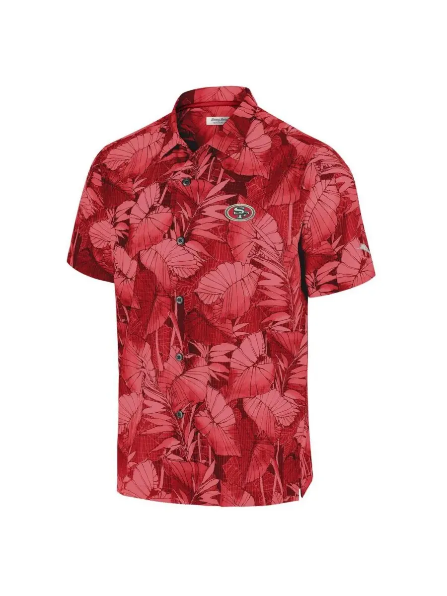 Мужская алая рубашка San Francisco 49ers Bahama Coast Nuevo Fronds Camp на пуговицах Tommy Bahama — изображение 3 из 3, алый