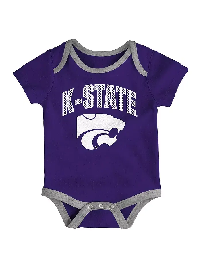 Комплект из 3 боди для игр на весь день для мальчиков и девочек Kansas State Wildcats Outerstuff — изображение 4 из 4