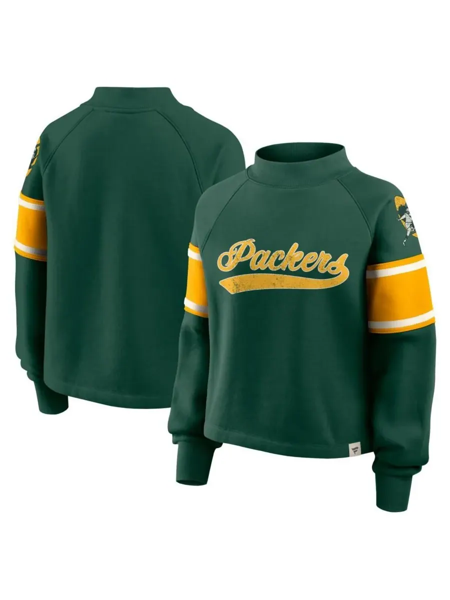 Fanatics Женская зеленая толстовка с высоким воротником Green Bay Packers Oversized Hometown Toss — изображение 1 из 3