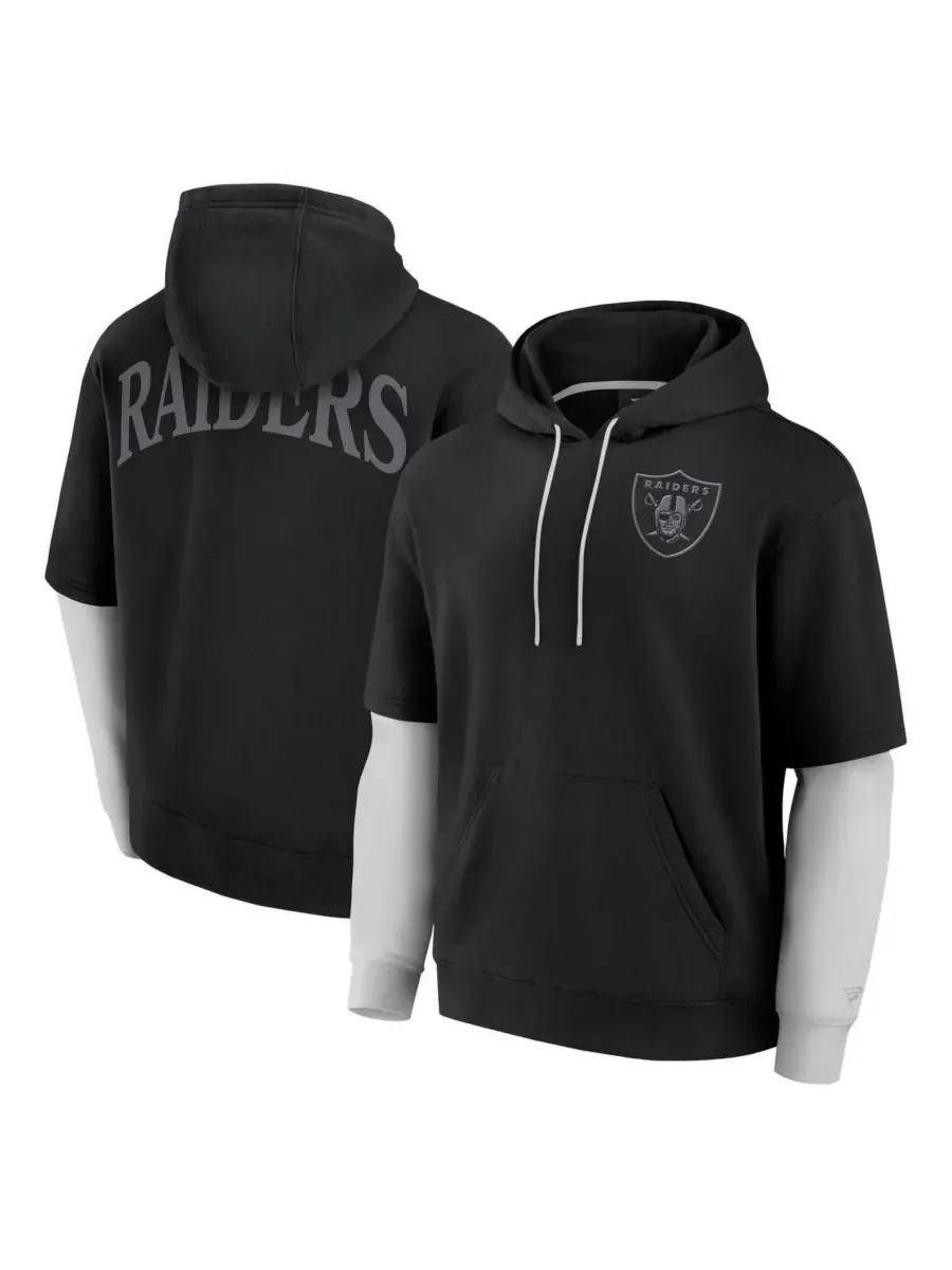 Fanatics Мужская и женская черная толстовка с капюшоном Las Vegas Raiders Sleek Elements — изображение 1 из 3, черный