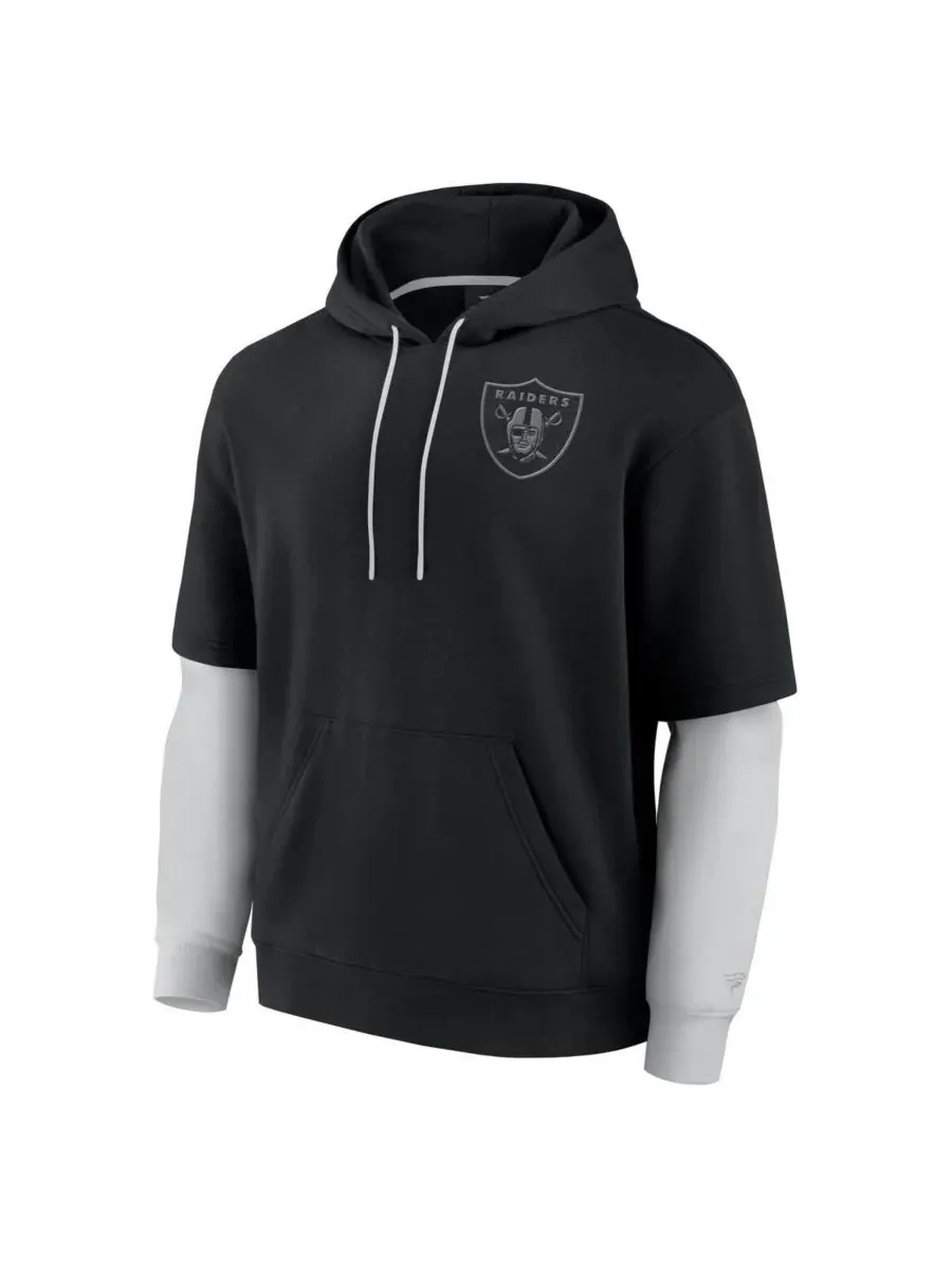 Fanatics Мужская и женская черная толстовка с капюшоном Las Vegas Raiders Sleek Elements — изображение 2 из 3, черный