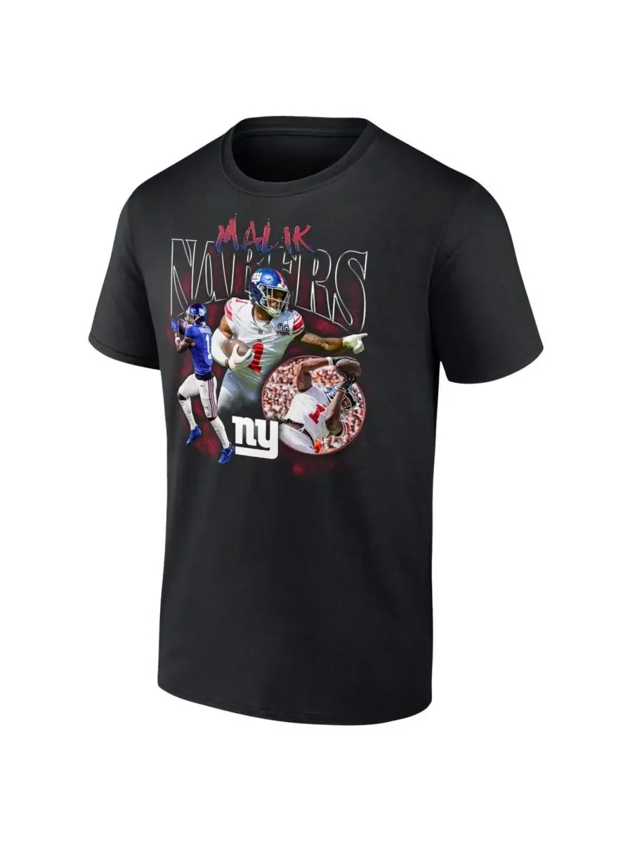 Fanatics Мужская черная футболка с изображением Малика Наберса, игрока команды New York Giants — изображение 3 из 3, черный