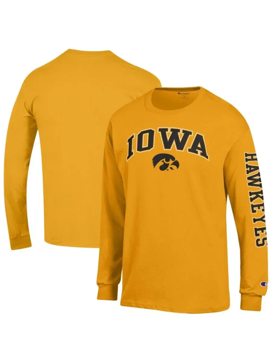 Футболка с длинным рукавом с принтом Arch Over Logo Iowa Hawkeyes Champion — изображение 1 из 3, золото