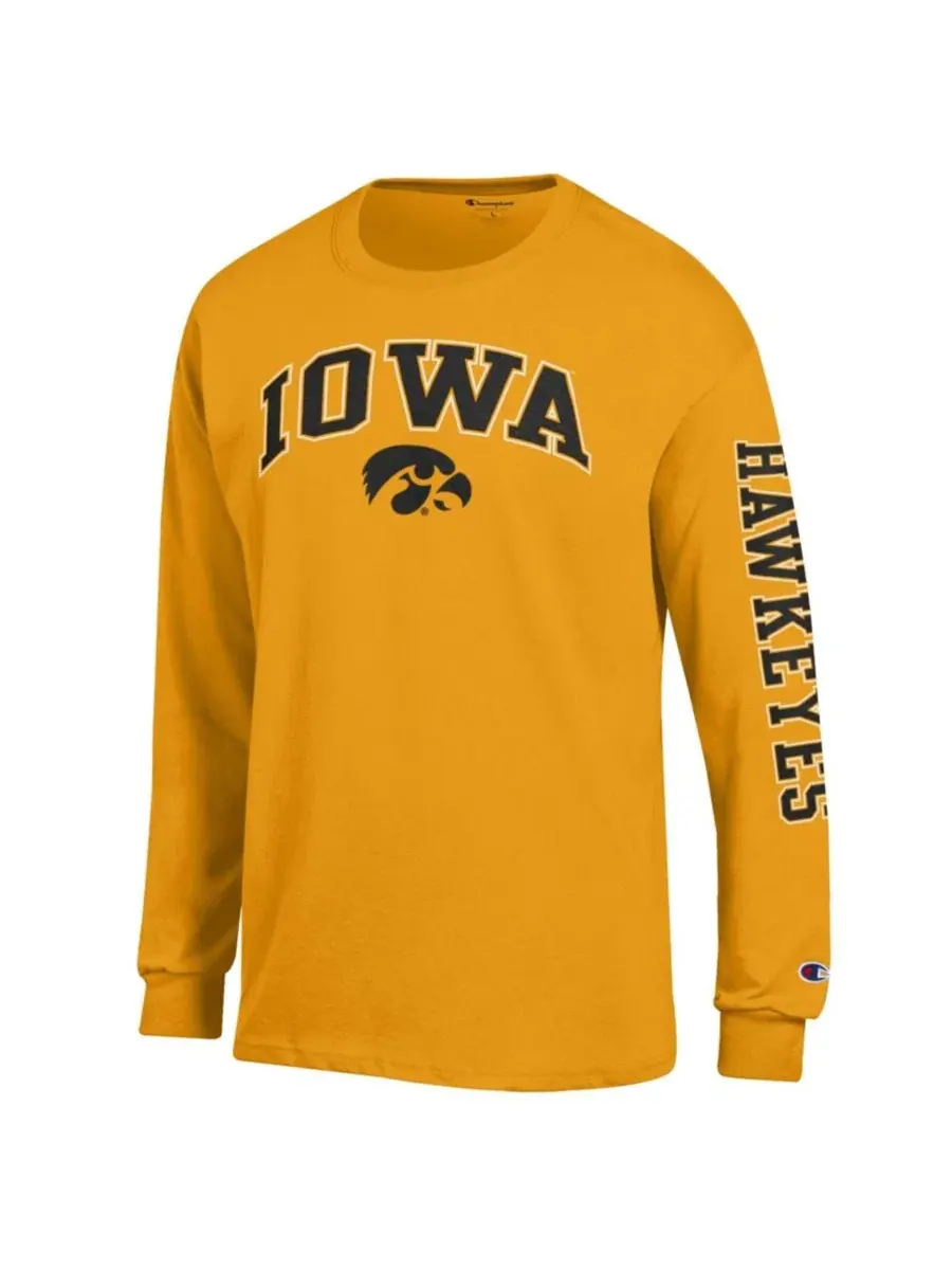 Футболка с длинным рукавом с принтом Arch Over Logo Iowa Hawkeyes Champion — изображение 2 из 3, золото
