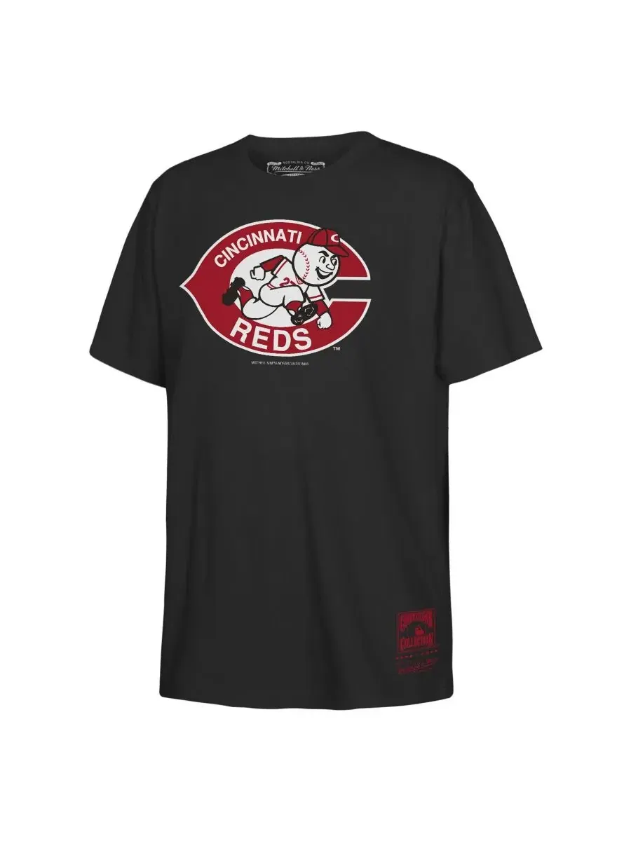 Детская футболка с ретро-логотипом Cincinnati Reds Black Mitchell & Ness — изображение 1 из 1, черный