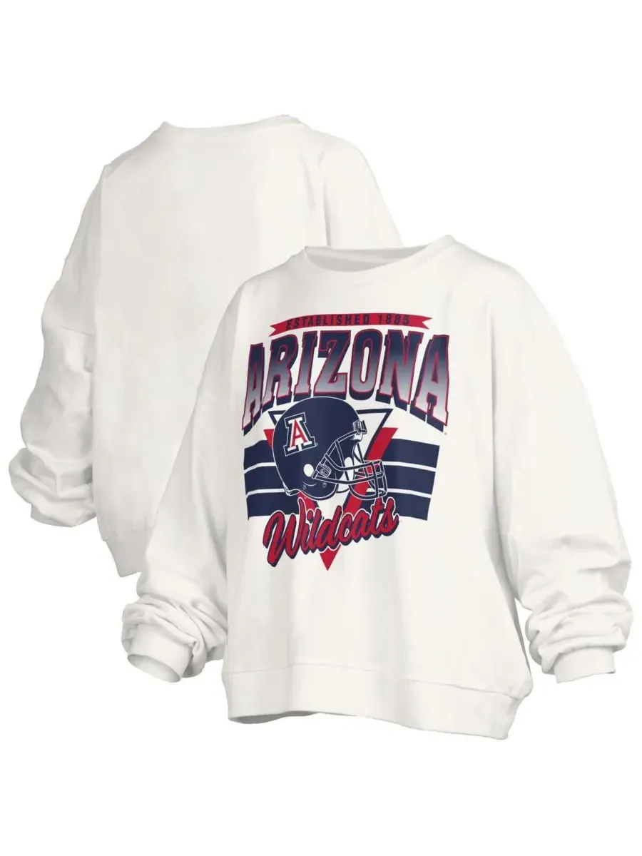 Pressbox Женская белая толстовка-пуловер Arizona Wildcats Oversized Janice Retro Waist-Length — изображение 1 из 3, белый