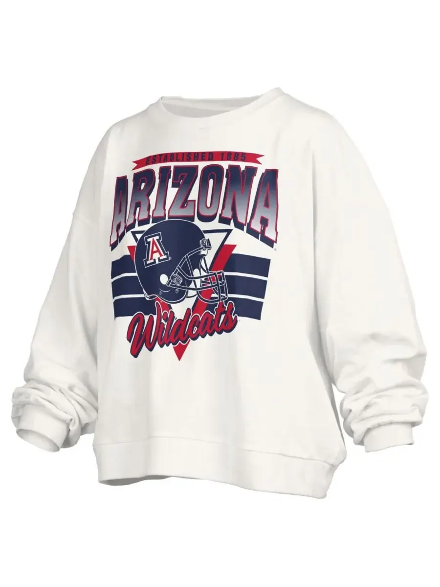 Pressbox Женская белая толстовка-пуловер Arizona Wildcats Oversized Janice Retro Waist-Length — изображение 3 из 3, белый
