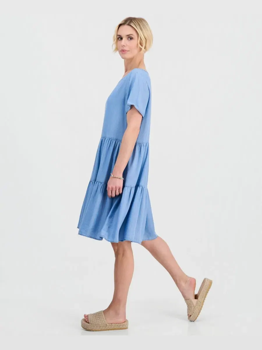 Платье с ярусной юбкой, короткими рукавами, 100% лиоцелл Style & Co, Anna Wash — изображение 5 из 5