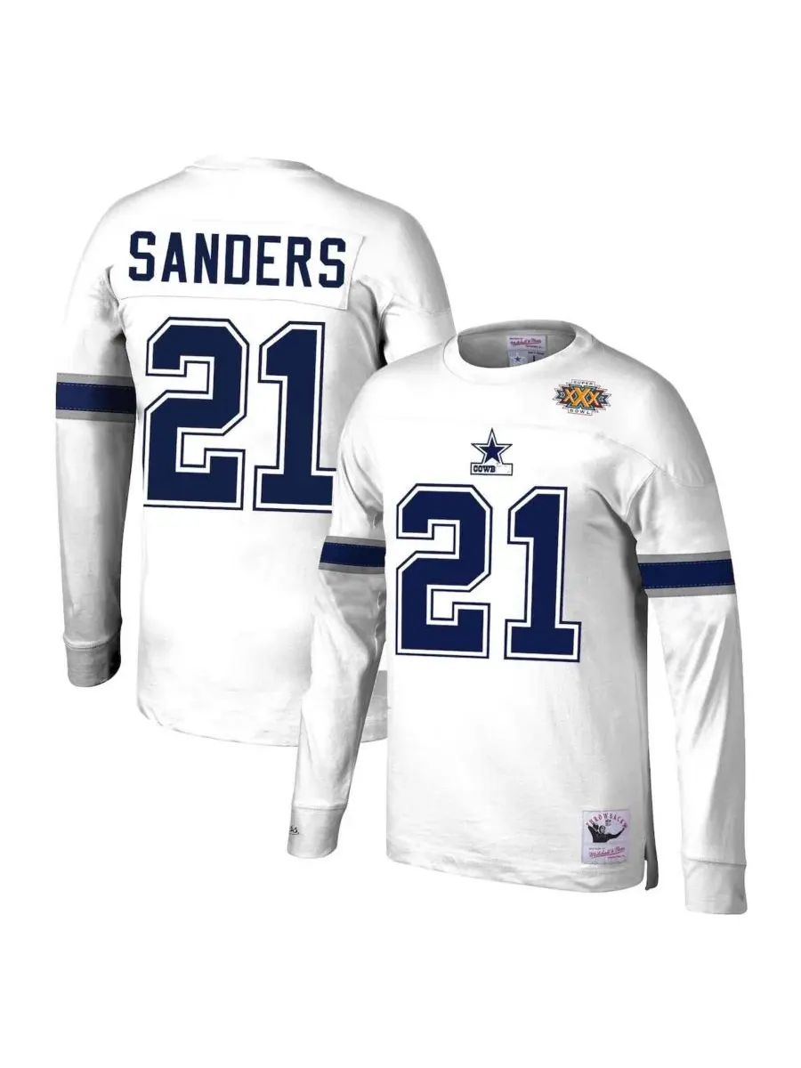 Mitchell & Ness Мужская белая футболка с длинным рукавом с именем и номером бывшего игрока команды — изображение 1 из 3