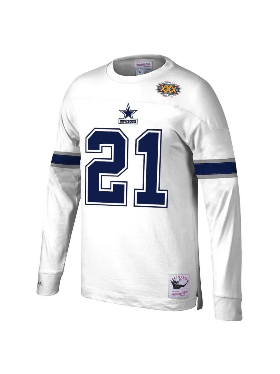 Mitchell & Ness Мужская белая футболка с длинным рукавом с именем и номером бывшего игрока команды — изображение 3 из 3