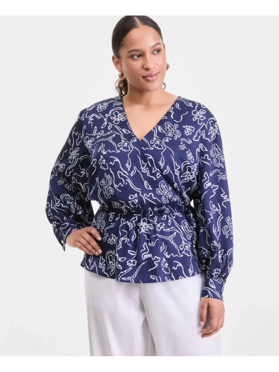 Блуза с принтом и пеплумом Plus Size I.N.C. International Concepts, Leyla Abstract — изображение 1 из 4