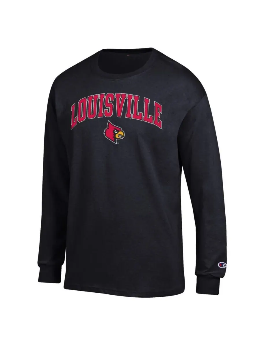Champion Мужская черная футболка с длинными рукавами Louisville Cardinals с логотипом в виде арки — изображение 3 из 3