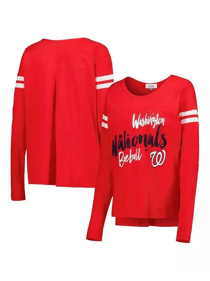 Женская красная футболка с длинными рукавами и свободным агентом Washington Nationals Touch — изображение 1 из 3