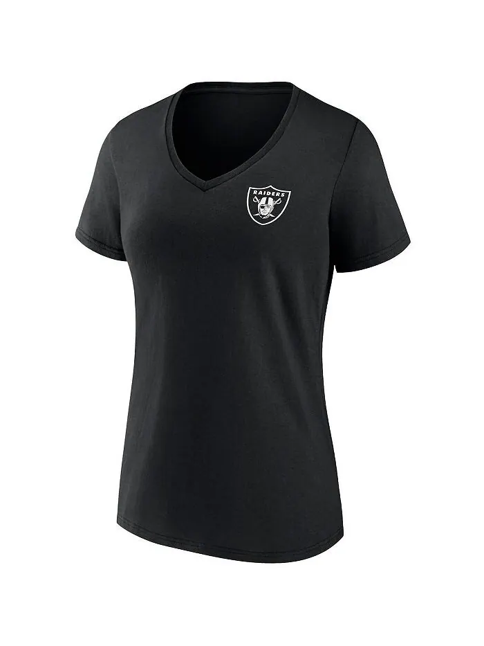 Женская черная футболка с v-образным вырезом и логотипом Las Vegas Raiders Team ко Дню матери — изображение 2 из 3, черный