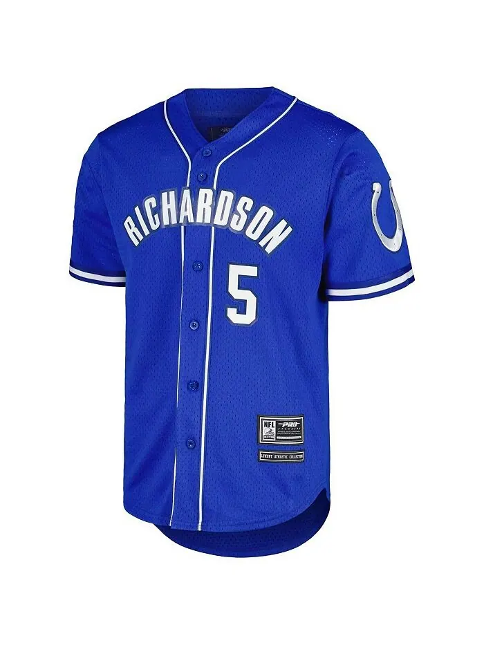 Мужская бейсбольная футболка на пуговицах с сеткой Anthony Richardson Royal Indianapolis Colts Pro — изображение 3 из 3