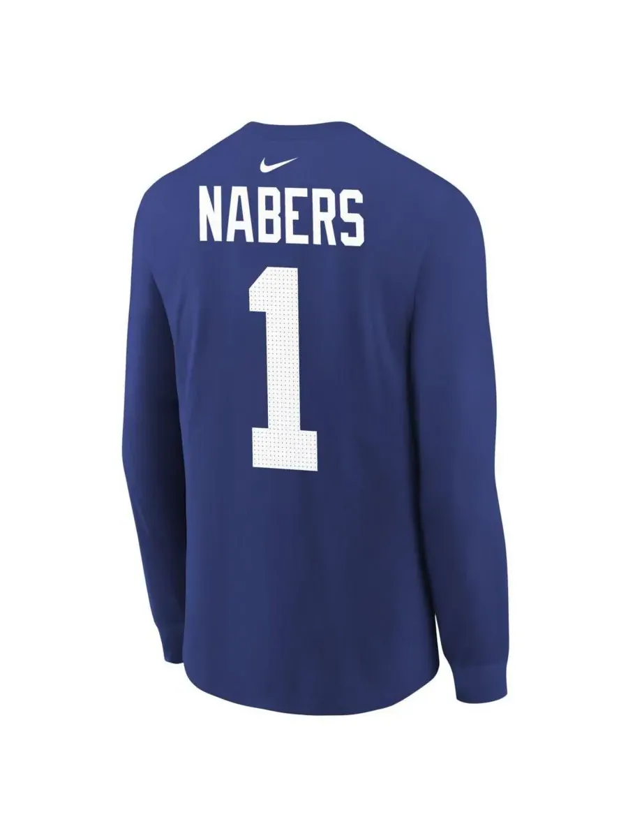 Футболка с длинным рукавом "Big Boys and Girls Malik Nabers Royal New York Giants Player Name — изображение 2 из 3