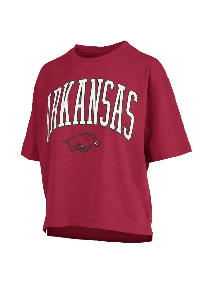Женская футболка Cardinal Arkansas Razorbacks Nelson Arch Over Logo Waist Length Oversized Slub — изображение 2 из 3, красный